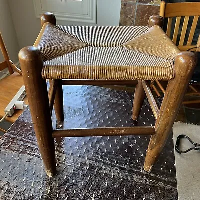 Antique Rope Rush Twine Seat Oak Foot Stool. Arts And Crafts • $175.21