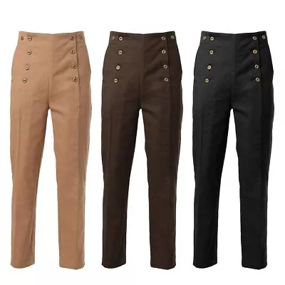 BPURB Mens Victorian Pants Cosplay Costume Steampunk Gothic Pants Trousers Olive • $22.49