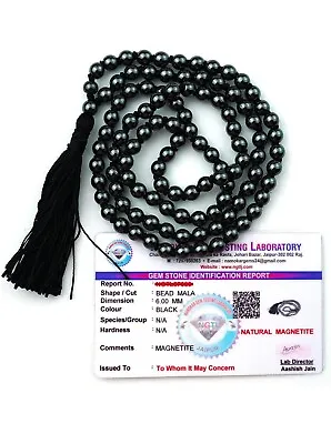 Natural Crystal Magnetite Mala Natural Crystal Stone 6 Mm 108 Beads Jap Mala • $36.65