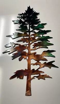 Majestic Pine Tree Metal Wall Art Décor 24  X Approx. 13  Wide Green Marbled • $54.98