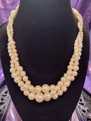 Vintage RMN Gold-tone White Faux Pearl Necklace (143) • $9.99