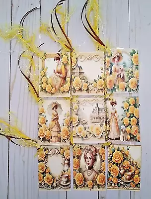 9 Vintage Style Ladies~Handmade~Gift Tags~Scrapbooks~Junk Journals~Crafts • $4.79