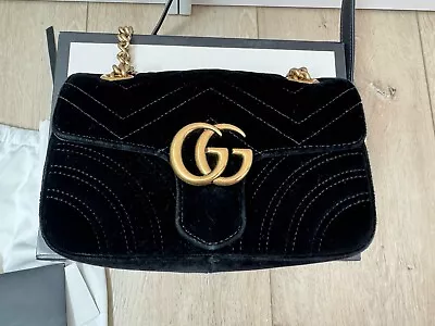 Gucci Marmont Maltese Velvet Black Flap Small • $999