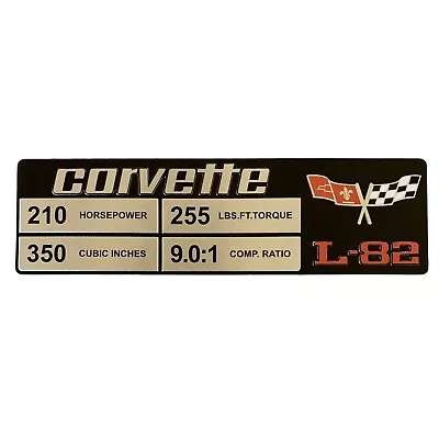 C3 Corvette Spec Data Plate Embossed Scratch-Resistant Aluminum L82 Engine 76-77 • $43.87