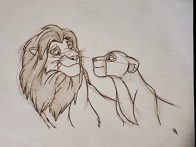 Disney The Lion King Simba And Nala Drawing/sketch Animation Signed Hand Drawn • $40