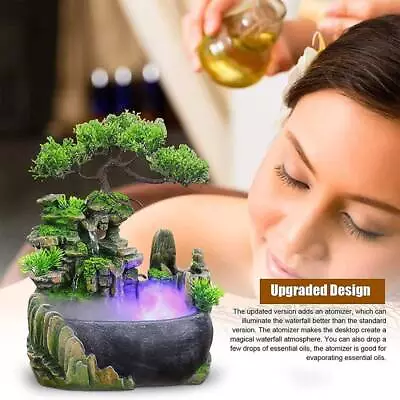 Tabletop Rockery Fountain Waterfall Bonsai Home Office Atomizing Humidifier Deco • $35