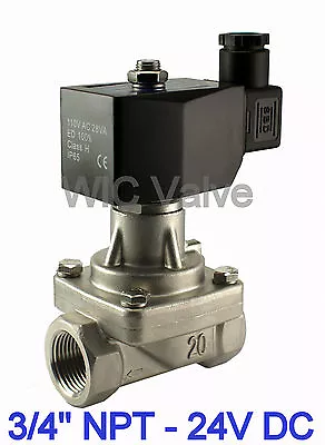 3/4  Inch Stainless Zero Differential Electric Solenoid Steam Valve NC 24V DC • $149.99
