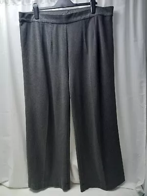 ❤️ Marks And Spencer Grey Herringbone Check Wide Leg Trousers Size 22 Vgc • £3.99