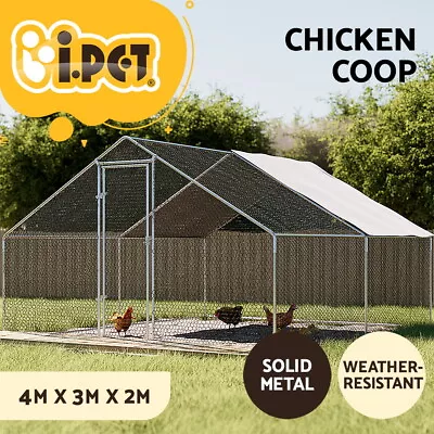 I.Pet Chicken Coop Cage Run Rabbit Hutch Large Walk In Hen House Cover 3mx4mx2m • $289.95