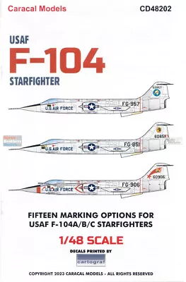 CARCD48202 1:48 Caracal Models Decals - USAF F-104A F-104B F-104C Starfighter • $22.59