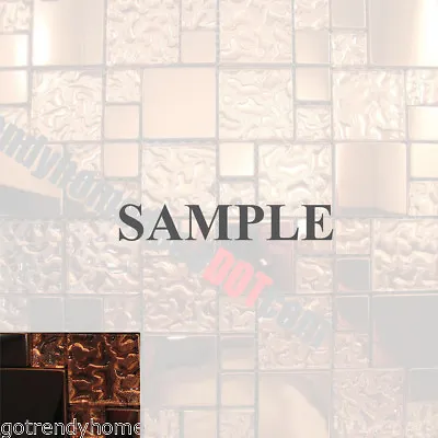 Copper Metal Pattern Textured Glass Shinny Mosaic Tile Kitchen Backsplash Bath • $3.99