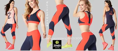 ZUMBA Team Z Capri Leggings + Racerback Tank + Zip Bra Top 3 Piece Set!! EliteZW • $119