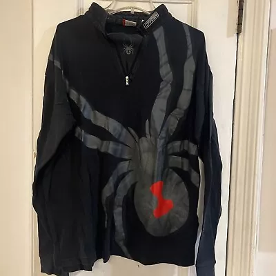 Vintage Spyder 1/4 Zip Pullover Shirt Sweater Size XL Black Ski Spider Web • $23.99