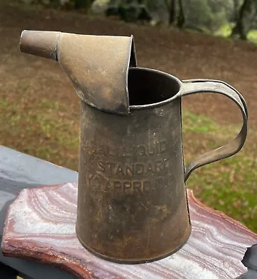 Vintage 1/4 GAL US STANDARD NYC APPRD. D.2 Galvanized Metal Liquid Oil Can/Spout • $9.96