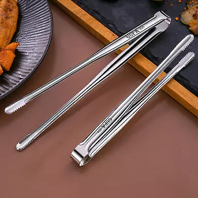 Stainless Steel Kitchen Chef Tool Camping BBQ Grill Tweezer Long Food Tongs 1pcs • $8.06