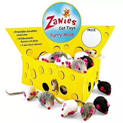 Zanies Cat Toy W Real Rabbit Fur Catnip Infused Furry Kitten Mice 10 15 20 Ct • $15.28