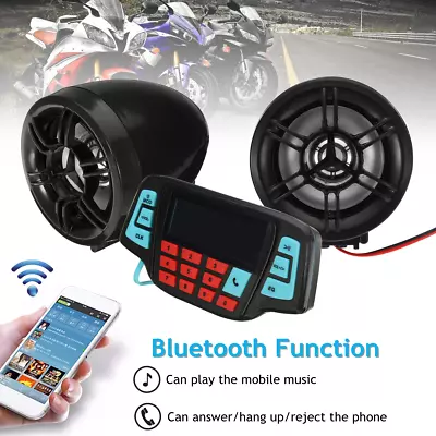 2X Motorcycle Handlebar Audio System Bluetooth USB SD FM Radio MP3 Speakers 12V • $39.99