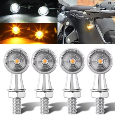 4x Chrome Motorcycle LED Bullet Mini Turn Signals Blinker Light For Bobber Cafe • $21.98