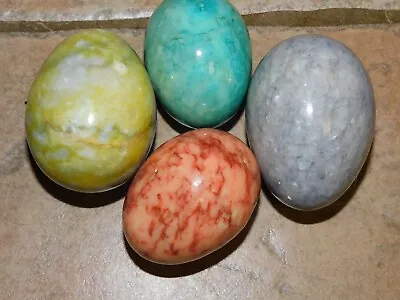 Vintage Italian Alabaster Or Marble 4 Polished Easter Eggs • $20