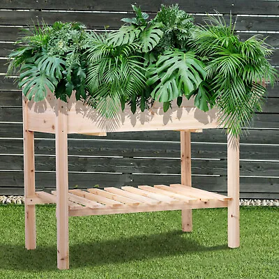 £36.99 • Buy Garden Grow Raised Large Vegetable Planter Flower Bed Wooden Trough Container 