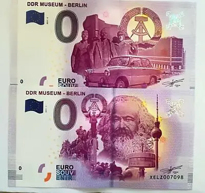 2 X 0 Euros Note GDR MUSEUM BERLIN 2017-1+2 Karl Marx-Trabant 601 Sold Out  • £8.97