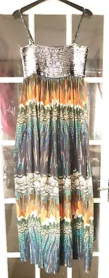 Ladies Size 10 Miss Selfridge Sequin Maxi Dress Green Silver Evening Occasion • $14.92