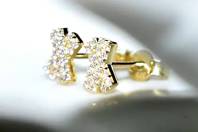 9ct Gold Earrings 0.36ct Kiss Cross C Z Studs  Solid 9ct Gold Earrings - SALE! • £64.50