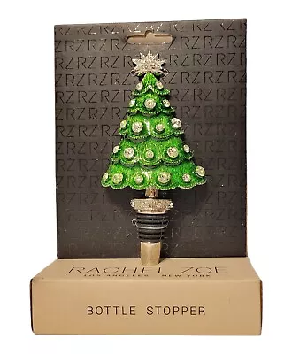 Rachel Zoe Rhinestone Green Enamel Christmas Tree Wine Bottle Stopper NIB • £14.45