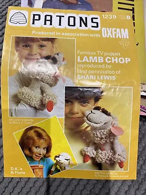 PATONS 1239 SHARI LEWIS  Lamb Chop CROCHET AND KNITTED   Pattern 1975 • £1.55