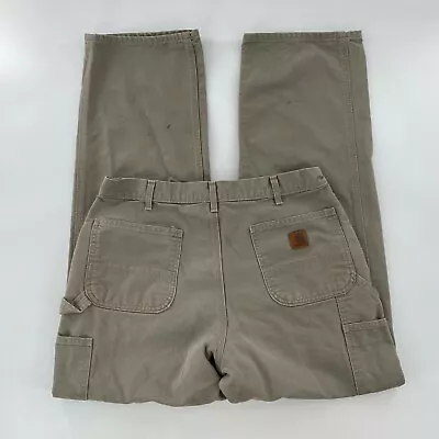 CARHARTT Carpenter Work Pants Men's Size 36 X 32 Distressed Desert B11 DES • $20.51