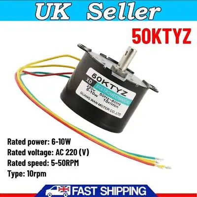 Synchronous Gear Reduction Motor AC 220V Permanent Magnet 5RPM-50RPM 50KTYZ • £9.79