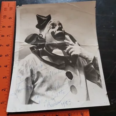 CLYDE BEATTY CIRCUS 1953 Signed EDDIE B DULLUM Clown RARE CIRCUS Photo  HTF OOAK • $324