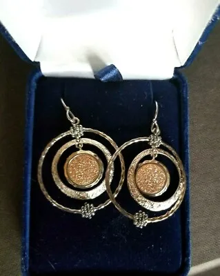 $56 • Buy Michael Dawkins Sterling Silver 925 Peach Druzy Quartz Hook Earrings NEW
