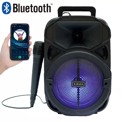Bluetooth 5.0 Wireless Karaoke Speaker Machine Stereo Bass Ultra Loud Microphone • £10.59