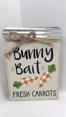 Easter  Bunny Bait Fresh Carrots  Tier Tray Wood Sign Decor Mason Jar Farmhouse • $3.99