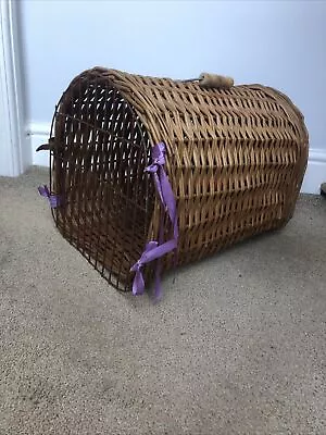 £22.99 • Buy Vintage Wicker Basket Pet Animal Carrier- Cat/ Small Dog- Natural Woven Wicker