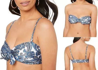 ☀️ New TIGERLILY Lokelani Size M=12 A-C Cup Blue Bikini Swim TOP ONLY RRP $89 • $44.95