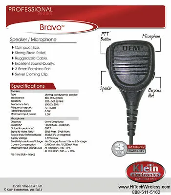 Bravo OEM Speaker Microphone For Motorola Kenwood Icom Maxon Vertex Radio Sonim • $77