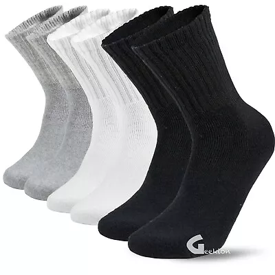 Lot 3-12 Pairs Mens Solid Sports Athletic Work Plain Crew Socks Size 9-11 10-13 • $6.99