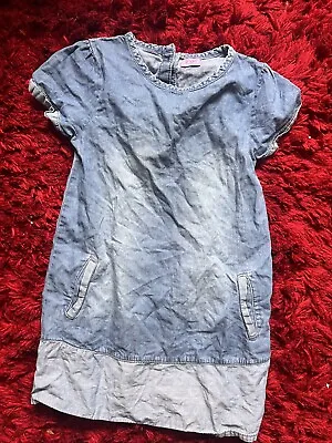 Girl Blue Denim Dress 6-7 Years Cap Sleeve • £1.99