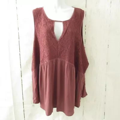 Maurices Top 2 2X Mauve Pink Purple Lace Cut Out Sleeveless Plus Size • $12.99