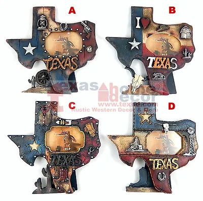 $19.95 • Buy Texas Western Themed Picture Frames 4 Styles Texas Map Outline Hold 3x2 In Photo