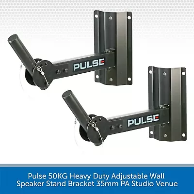 2 X Pulse 50KG Heavy Duty Adjustable Wall Speaker Stand Bracket 35mm PA Studio • £36.99