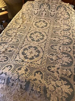 Antique Needle Point Bobbin French Lace Point De Venise Lace Tablecloth • $650