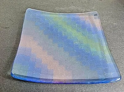 Fused Glass Plate Mid Century Modern By Martin Smith Optical Illusion Z212 • $9