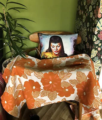 £45 • Buy Curtains Pair Vintage 60s/70s Retro Hippy Mod Orange Flower