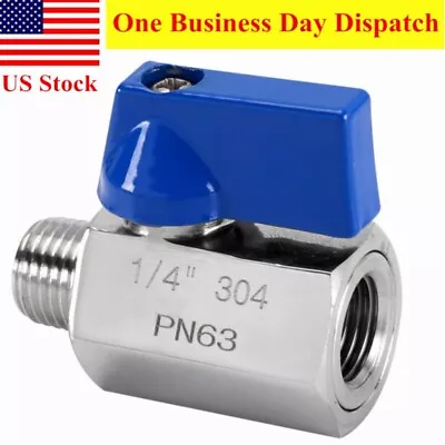 1/4  NPT Stainless Steel 304 Mini Ball Valve Female X Male Shut-Off Ball Valve • $14.25