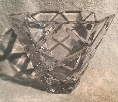 Mikasa Clear Cut Crystal 7.5  Vase Yugoslavia Diamond Pattern Hex Bowl Vase • $18.99