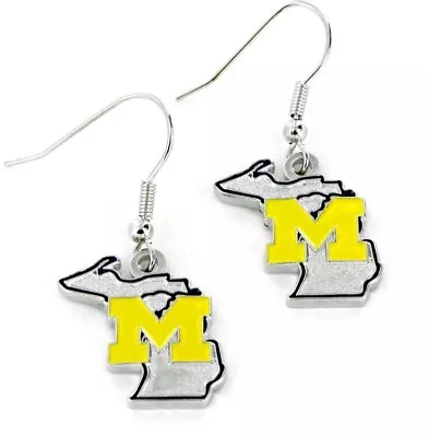 Michigan - State Design Logo - Dangle Earrings - Brand New Ncaa - Ccp-er-469-13 • $7.95