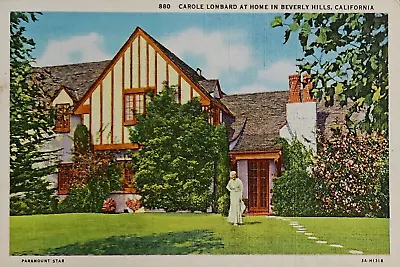 Paramount Studios Movie Star Carole Lombard Home Beverly Hills CA. 1933 Linen • $4